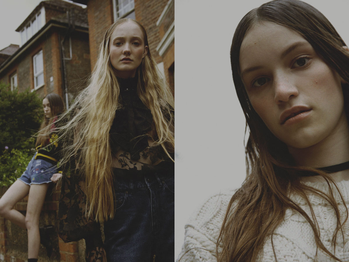Amelia wears cardigan PREEN LINE shorts MONKI boots SOL SANA and Elizabeth wears top THREE FLOOR pants WAVEN . Amelia wears jumper PREEN LINE choker STYLIST'S OWN