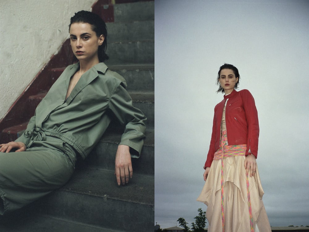 jacket and skirt BARBARA CASASOLA . jacket ACNE STUDIOS t-shirt J BRAND dress BARBARA CASASOLA