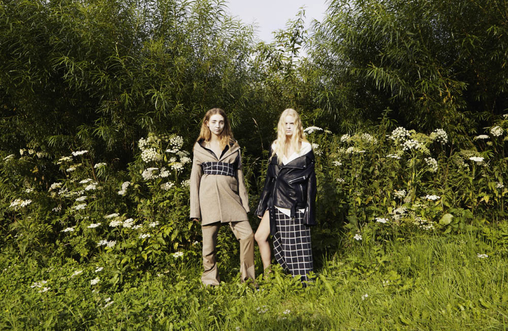 Katharina wears shirt CLOSED coat and pants WILLIAM FAN belt PERRET SCHAAD . Greta wears blouse NOBI TALAI jacket WEEKDAY skirt PERRET SCHAAD