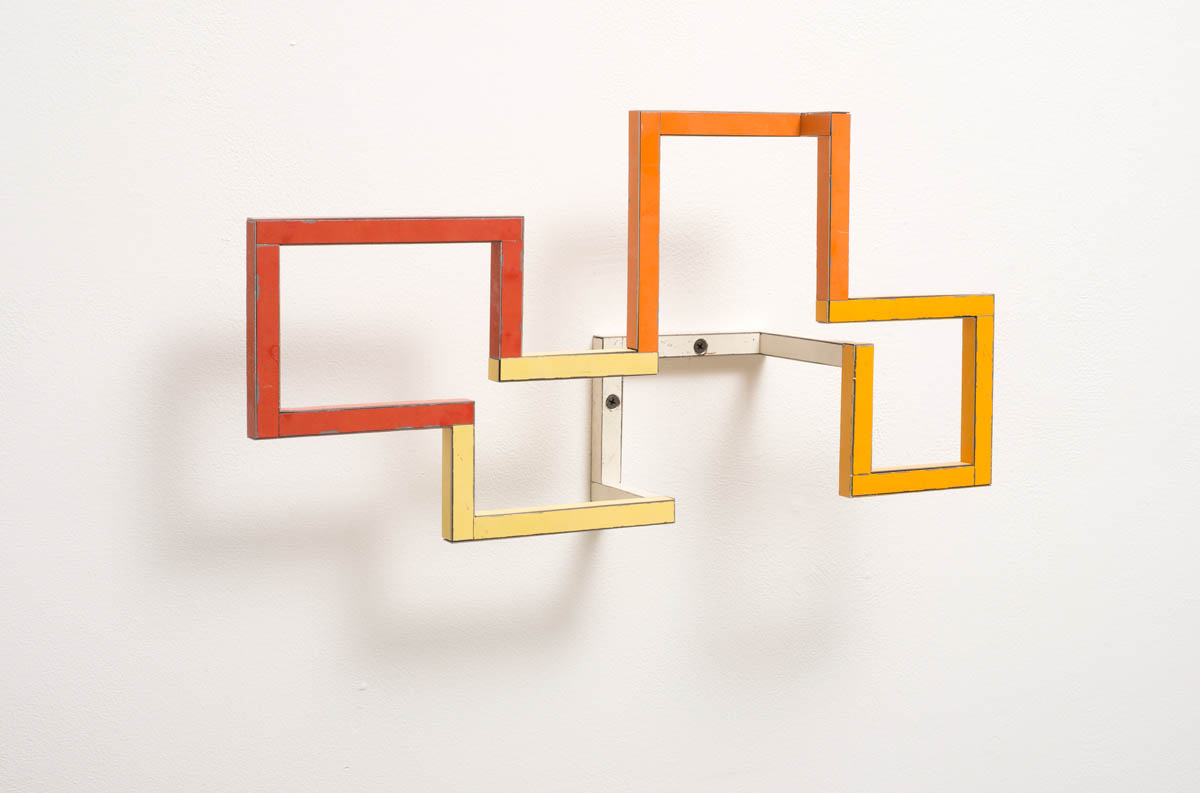Lined Out, 2015, Welded Steel, Salvage Steel, Silicone, Vulcanized Rubber, Chemicals, Hardware, 25.4 x 45.72 x 12.7 cm. Consigned to Conduit Gallery, Dallas, Texas