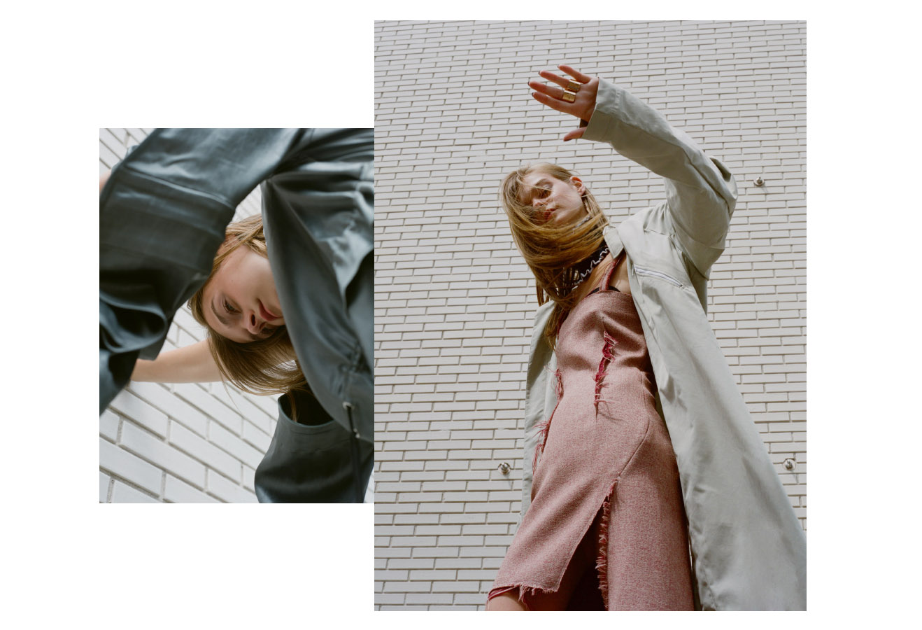 dress DANIELLE ROMERIL . coat BACK dress JH ZANE bra EMMA DAVYS collar J.W.ANDERSON rings MAWI