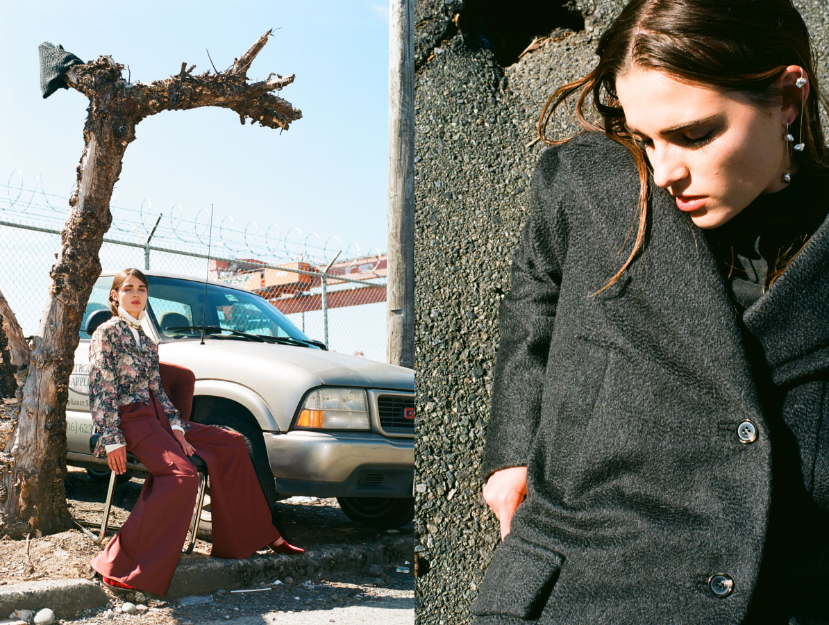 necklace FARIS pants SCHAI turtleneck, blouse and shoes STYLIST'S OWN . coat SCHAI earrings FARIS