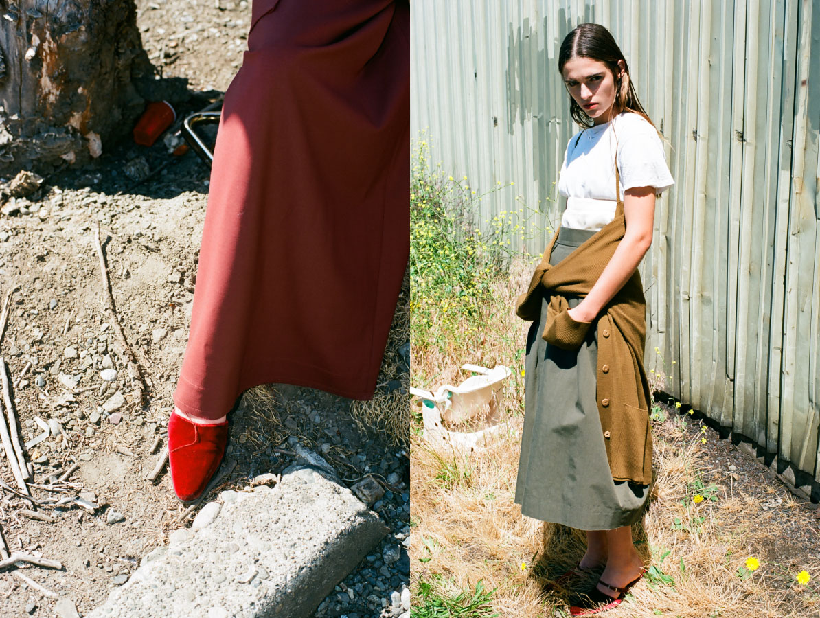 pants SCHAI shoes STYLIST'S OWN . t-shirts and shoes STYLIST'S OWN sweater MAISON MARGIELA white skirt JIL SANDER green skirt SCHAI