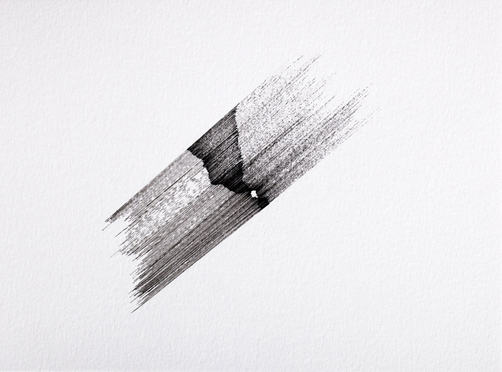 Les Fragments, 2015, drawing series ink on paper 14,9x19,9 cm each. Image: Adeline Moreau