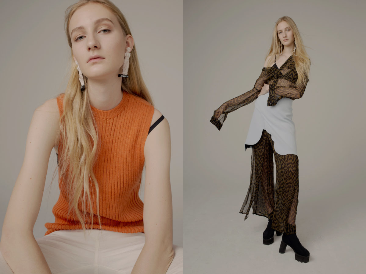 top ACNE STUDIOS pants ANN DEMEULEMEESTER earrings MICHAEL NYBRATEN . skirt CARVEN blouse and pants GANNI earrings STYLIST’S OWN bra MODEL’S OWN shoes JOSEFINA LARSSON