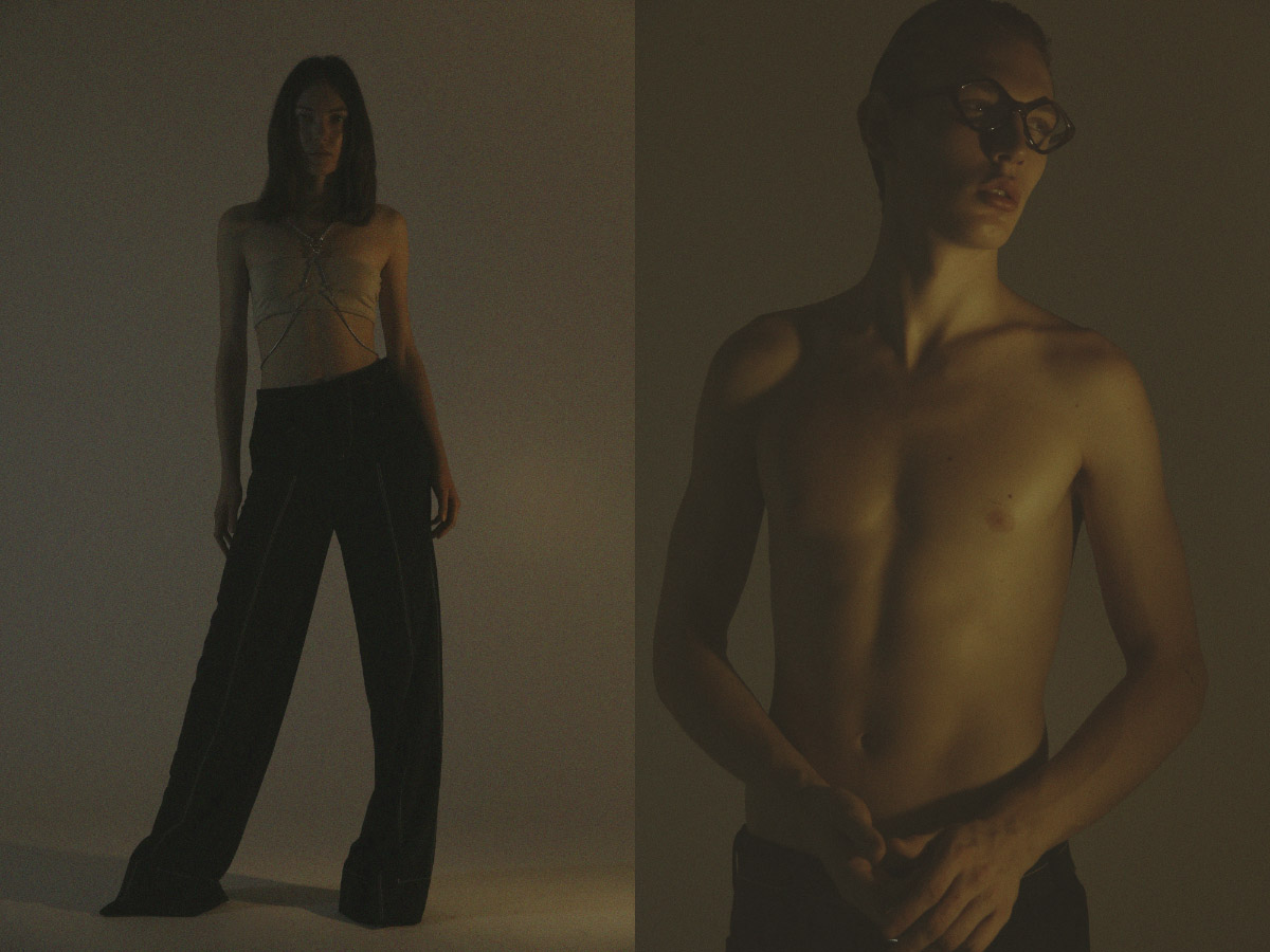 bra MAX MARA harness STYLIST’S OWN pants AQUILANO RIMONDI . glasses BALENCIAGA pants LEVI'S