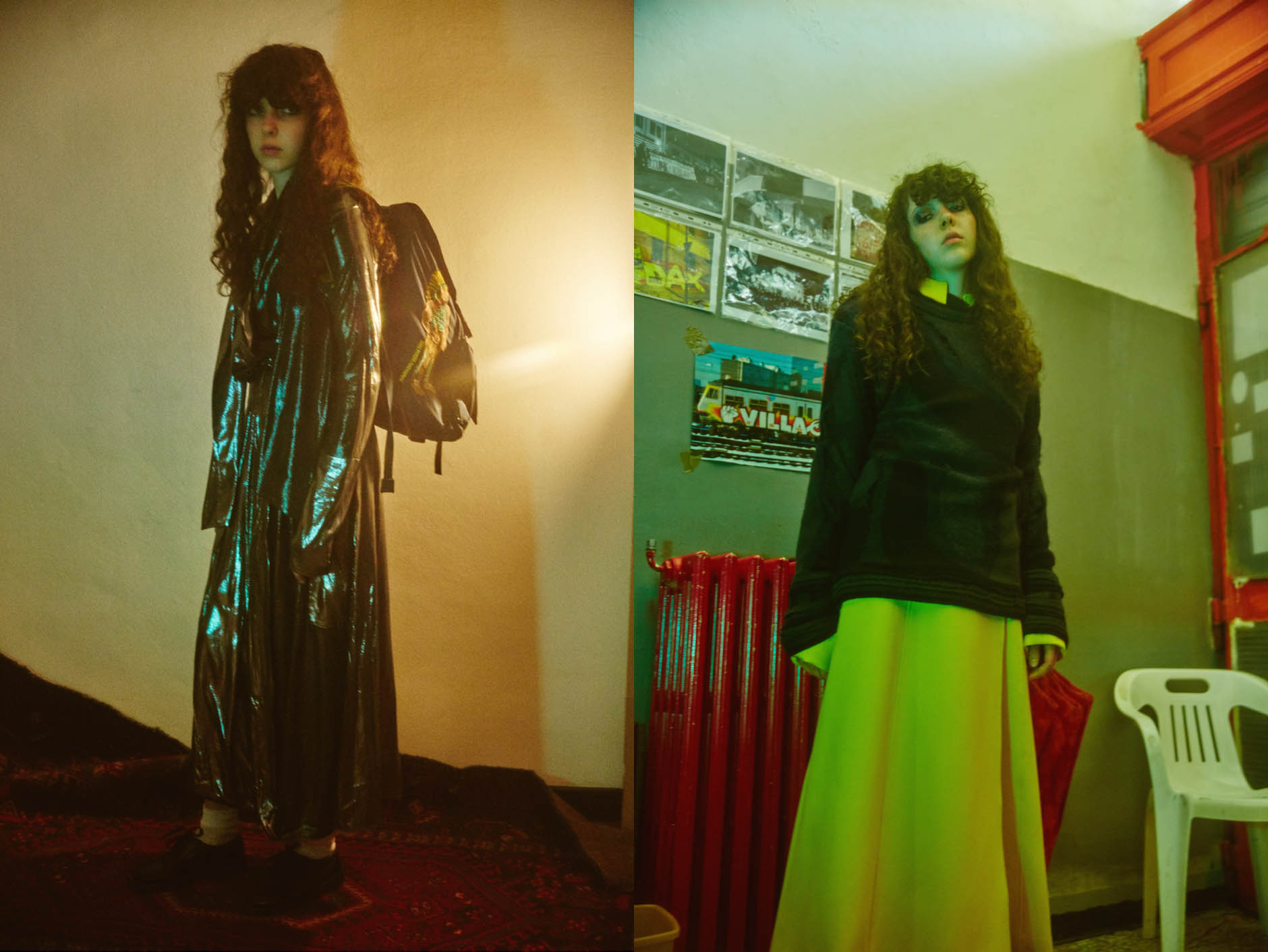 dress MILA SCHON backpack INVICTA shoes STYLIST'S OWN . coat MILA SCHON sweater ISSEY MIYAKE MEN