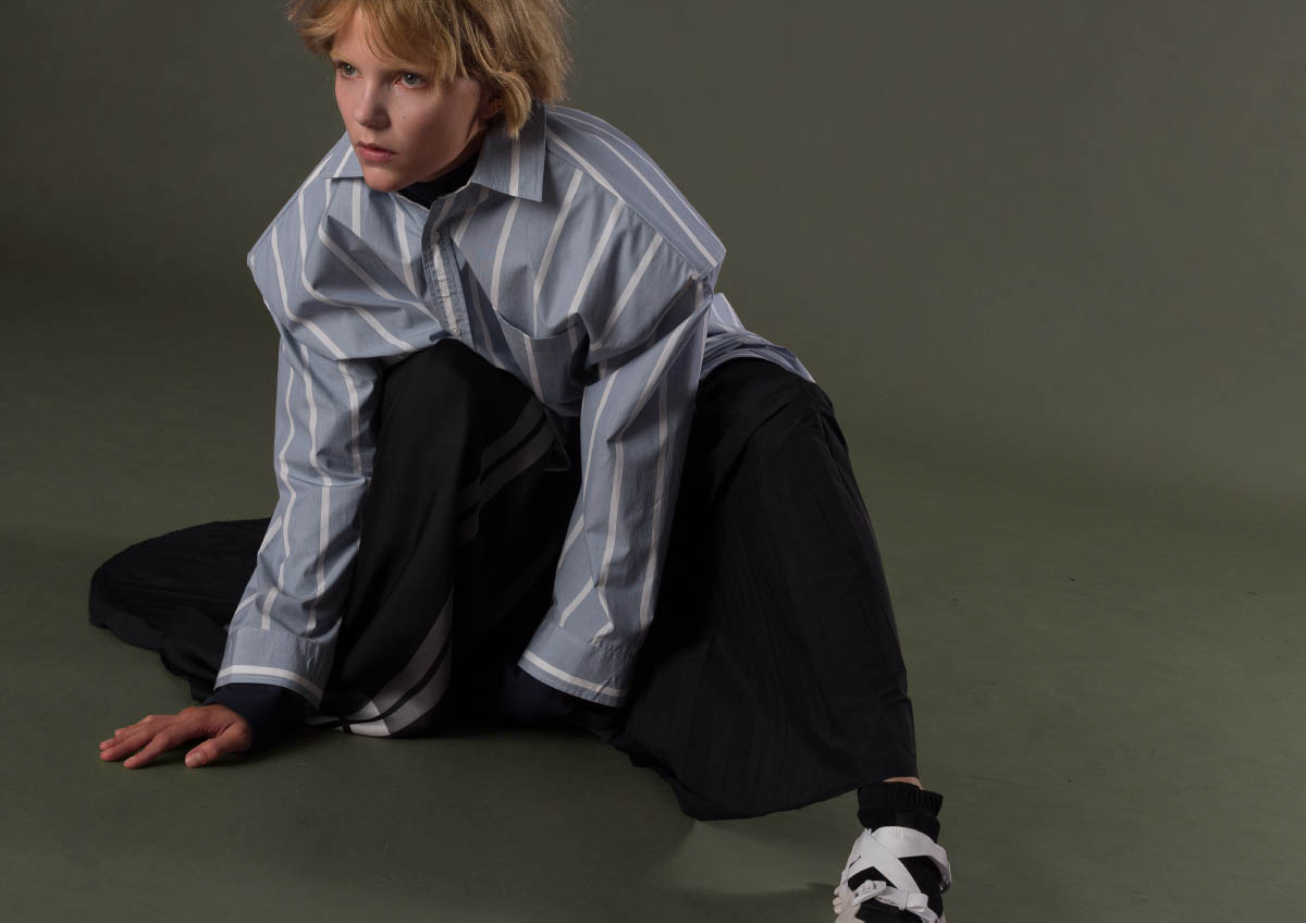 shirt VETEMENTS turtleneck MICHAEL SONTAG dress and skirt DKNY shoes ADIDAS