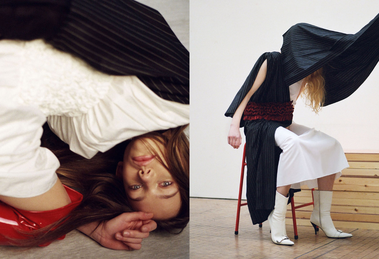 Lydia wears all clothes MASHAEL ALRAJHI boots STYLIST’S OWN . Franny wears shirt MASHAEL ALRAJHI