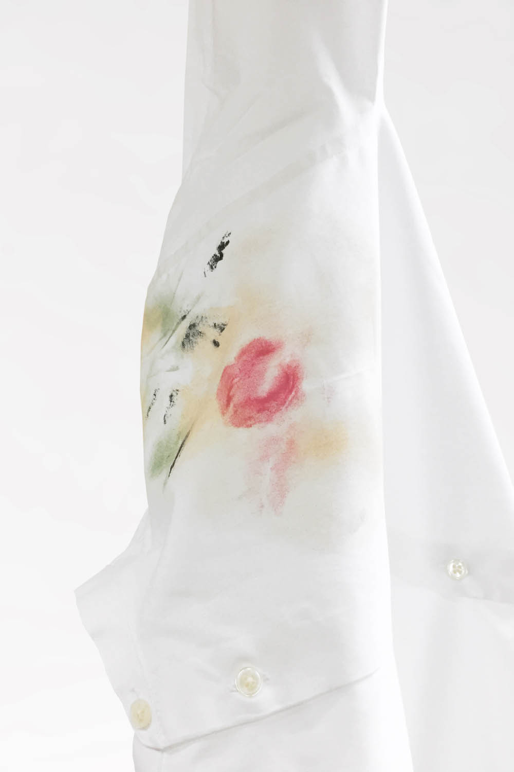 Foul Play (detail), 2017, Make-up on shirt, 152 x 40 cm