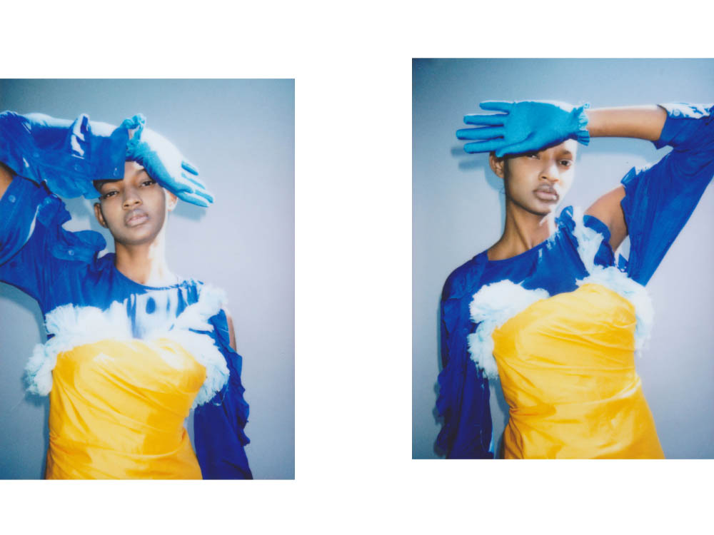 dress EMILIO DE LA MORENA blue dress PREEN LINE gloves BALENCIAGA