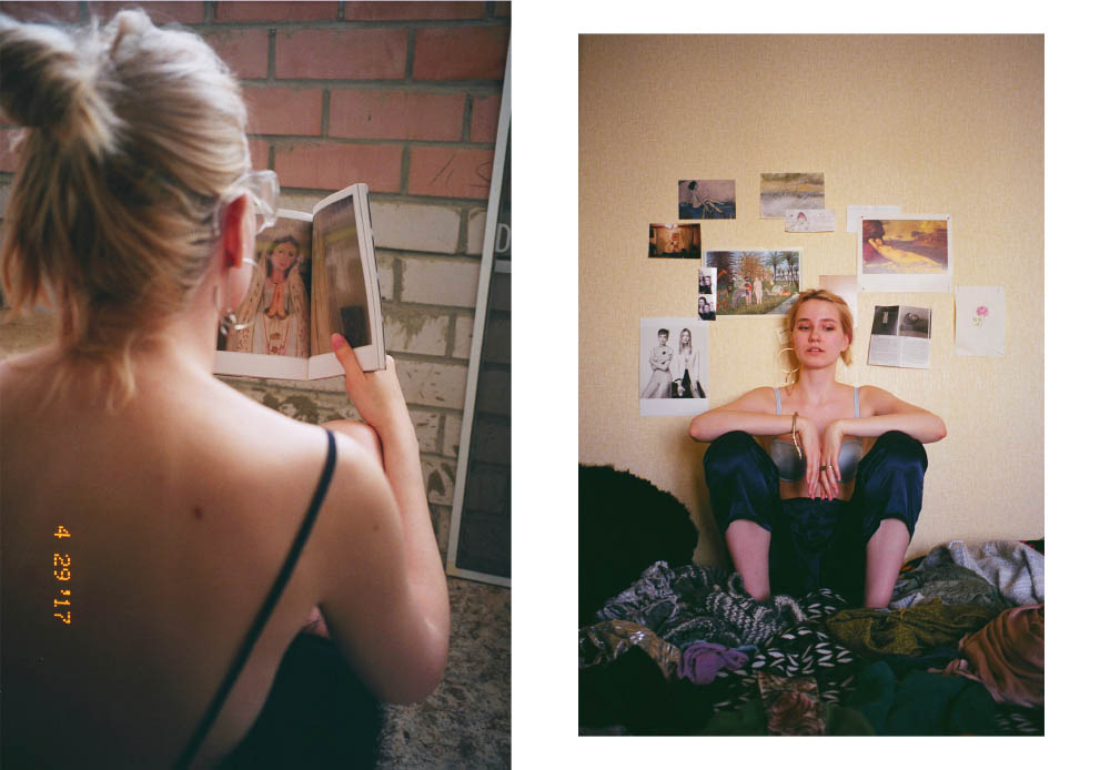 dress FRENCH CONNECTION earring JUSTINE CLENQUET . pants STYLIST'S OWN bra INTIMISSIMI