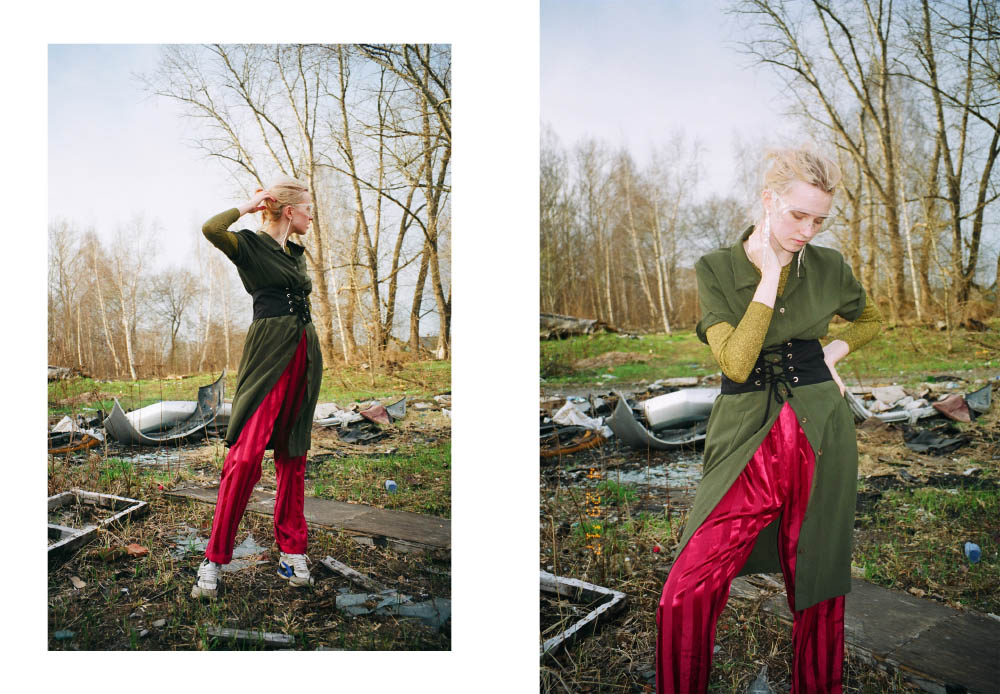 dress RIANI sleeve top URBAN OUTFITTERS pants STYLIST'S OWN corset ZARA sneakers PUMA