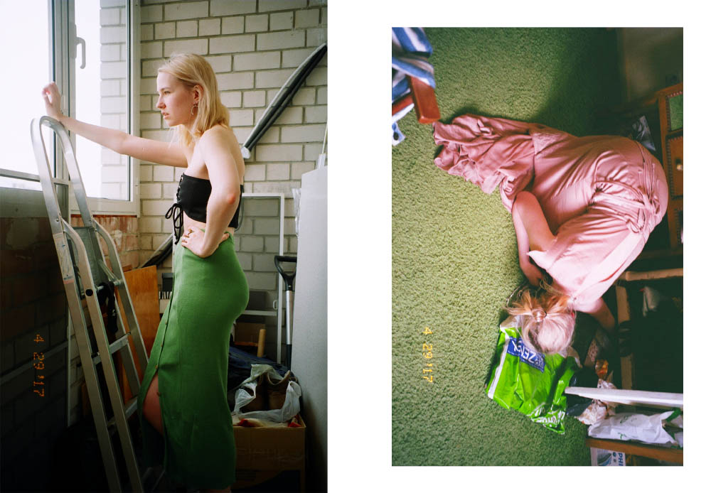 skirt FANTASY corset ZARA earrings JUSTINE CLENQUET . dress OLYA KOSTERINA
