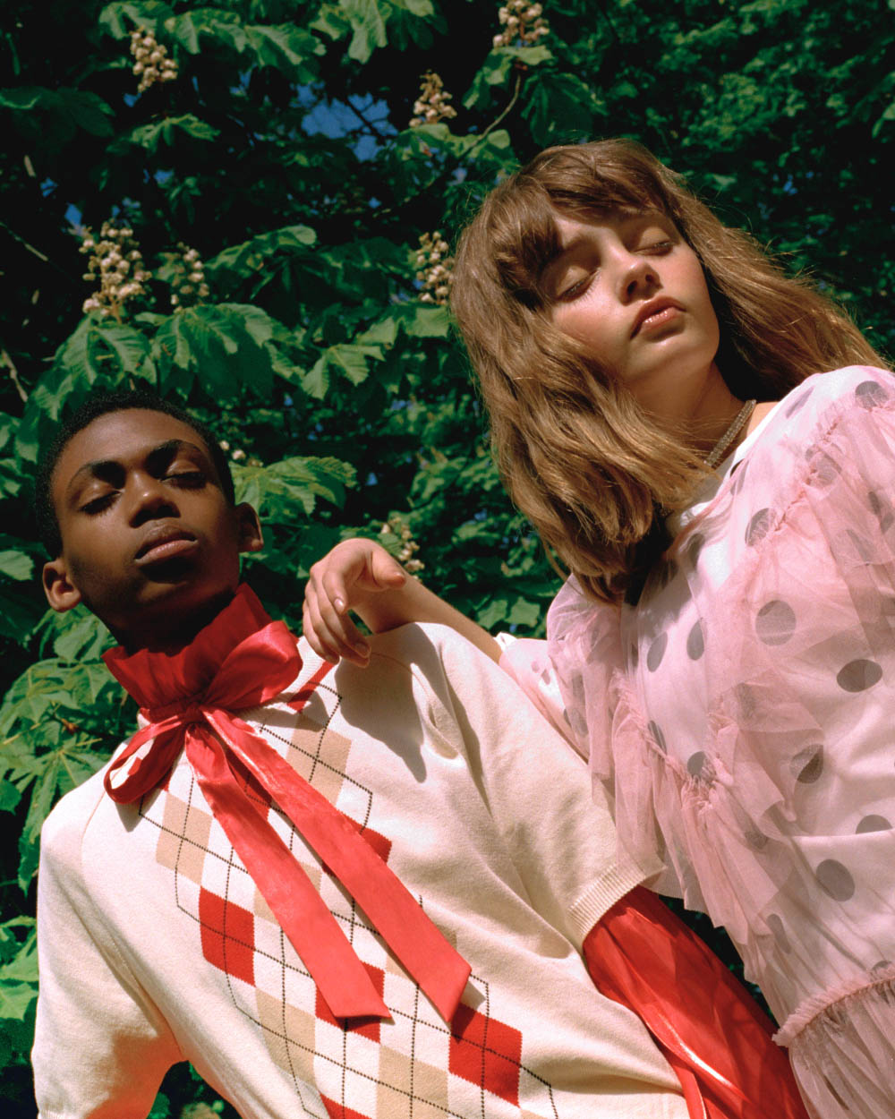 Jamil wears blouse ANGEL CHEN top CHANCE CHANCE . Maja wears top ZARA dress MONKI