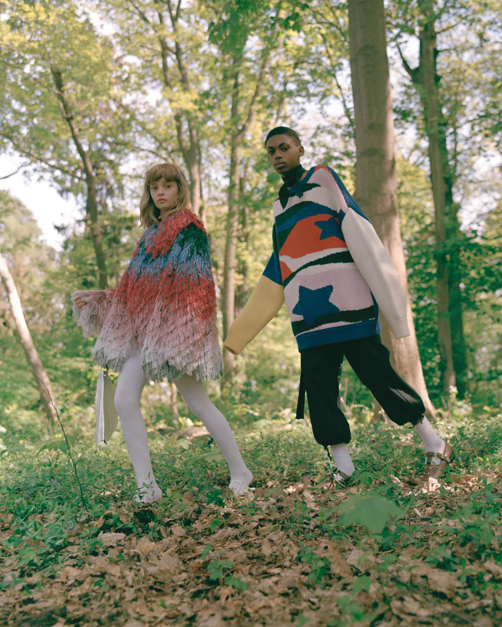 Maja wears coat ANGEL CHEN shoes MARQUES ALMEIDA bag PAULA KNORR . Jamil wears top ANGEL CHEN scarf ARE YOU pants MICHIKO KOSHINO shoes TOGA VIRLIS 