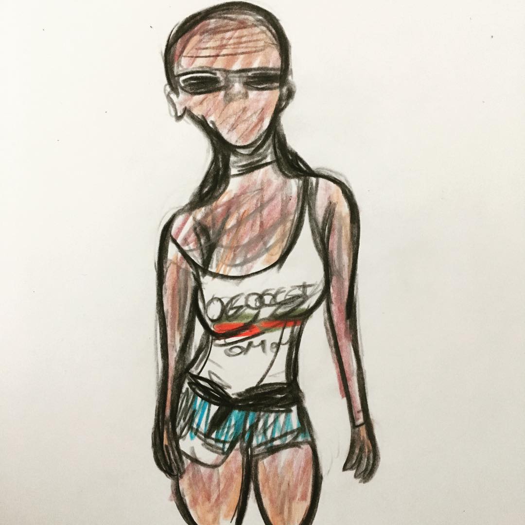 Rihanna's iconic look at 2017 Coachella drawing.