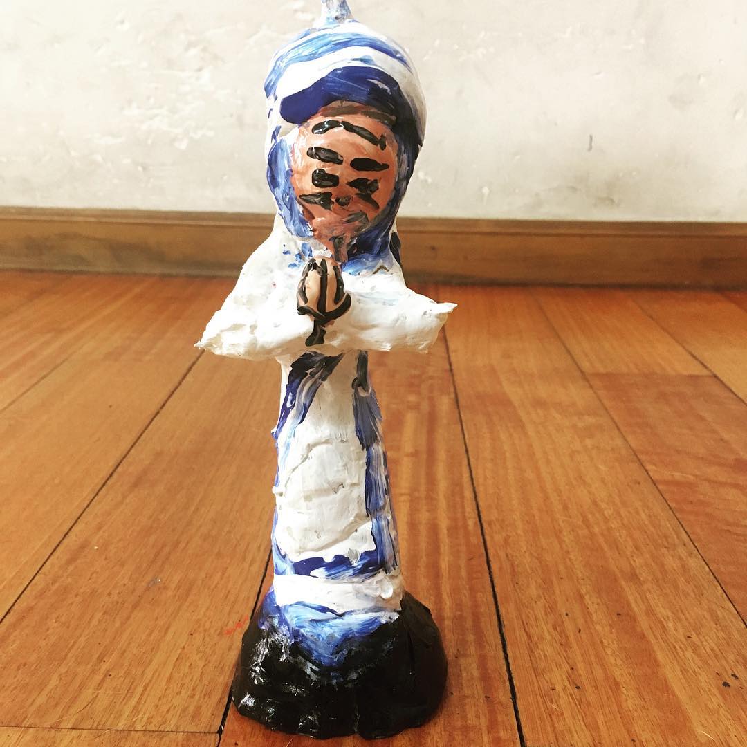 My sculpture of Mother Theresa praying.