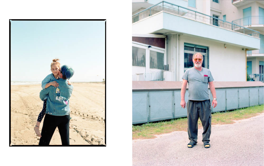 Katia and Giulia wears t-shirt and jacket KENZO . Gianpaolo wears sunglasses RETROSUPERFUTURE