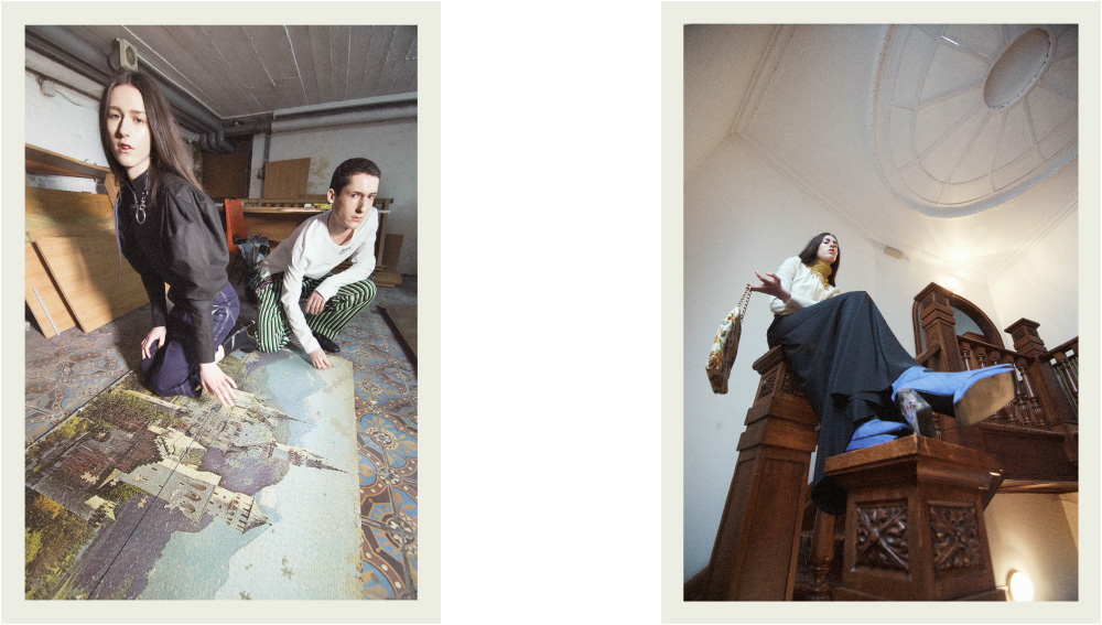 Anne Marie wears necklace THE PONY CLUB shirt DRIES VAN NOTEN pants VETEMENTS X CARHARTT shoes VETEMENTS . Christopher wearstop JACQUEMUS pants GABRIEL FIGUEIREDO . Anne Marie wears necklace DRIES VAN NOTEN jacket DRIES VAN NOTEN skirt A.F VANDERVORST shoes ADULT