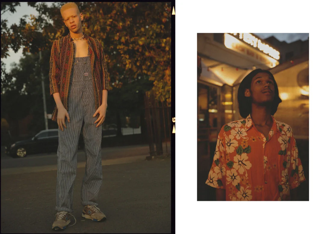 jacket THE OUTSIDER, NEW YORK workwear overalls BIG SMITH sneakers NEW BALANCE necklace VINTAGE . hawaiian shirt MODEL'S OWN