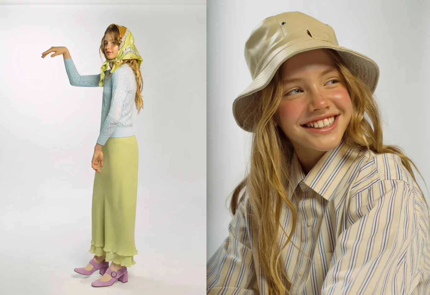 jersey skirt and handkerchief STYLIST ’ S OWN shoes KLING . shirt RALPH LAUREN hat skirt and sneakers STYLIST ’ S OWN