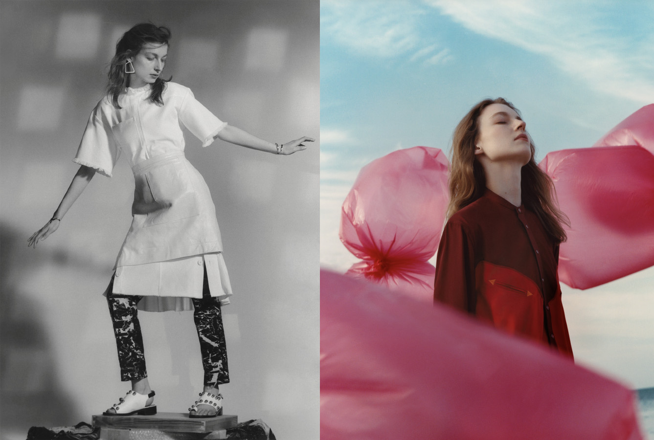 dress EUDON CHOI trousers and apron TOMMY ZHONG pierces and bracelets ERIKA shoes TOGA PULLA . dress TOGA PULLA