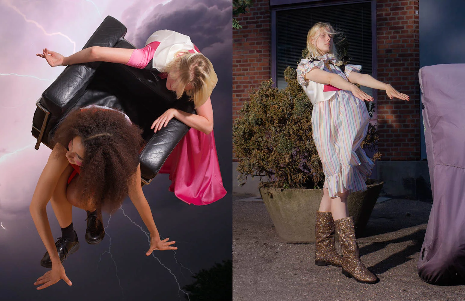 Amalie R wears dress STINE GOYA top FREYA DALSJØ . Louise wears dress SOFIE SOL STUDIO top FREYA DALSJØ boots STINE GOYA