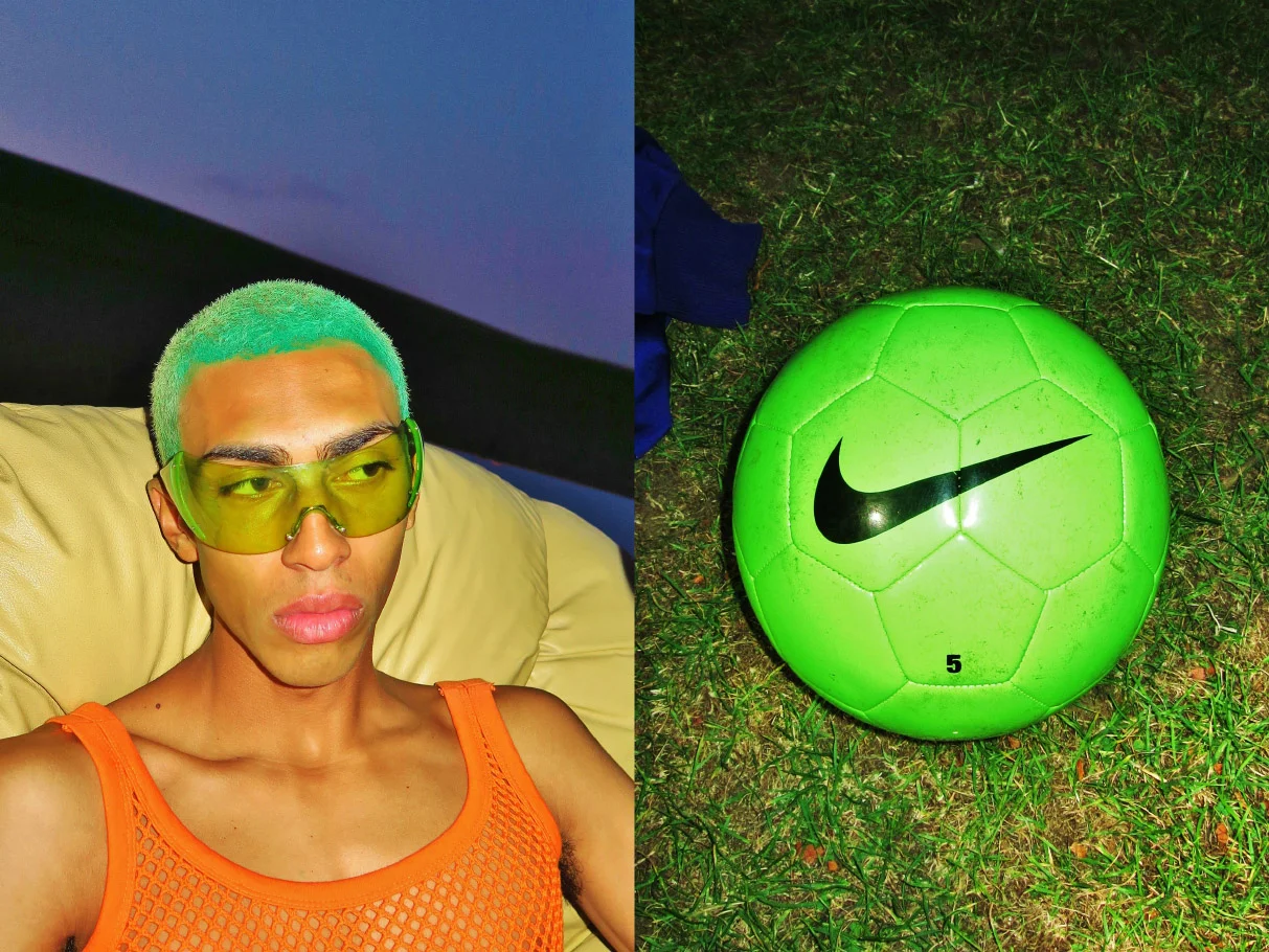 sunglasses STYLIST’S OWN crop top PURE soccer ball NIKE
