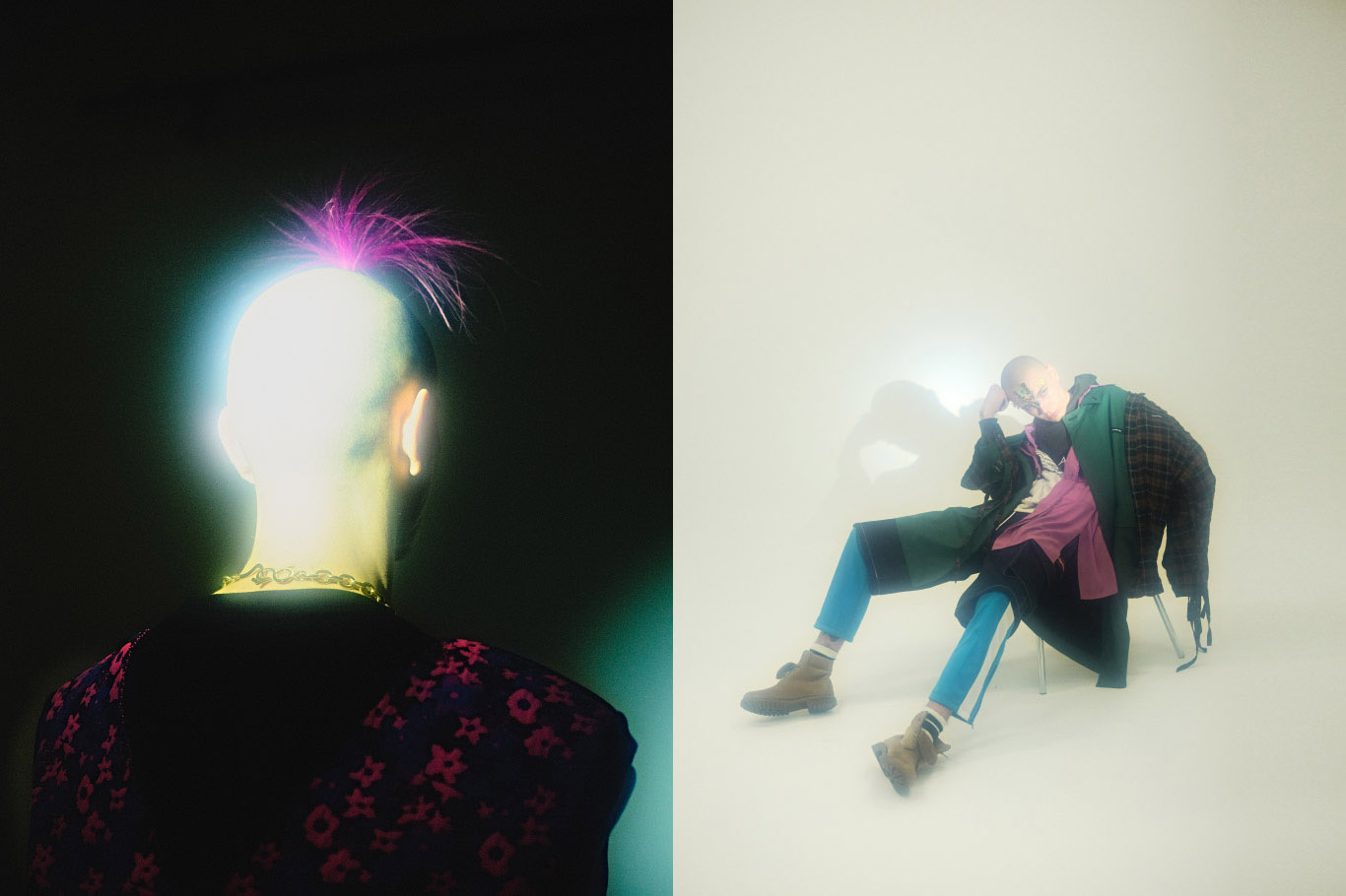 vest and neckless SYU.HOMME FEMM tops KUDOS check shirt, coat and shirt SYU HOMME FEMM hoodie NEONSIGN shots SELF MADE trousers DOUBLET