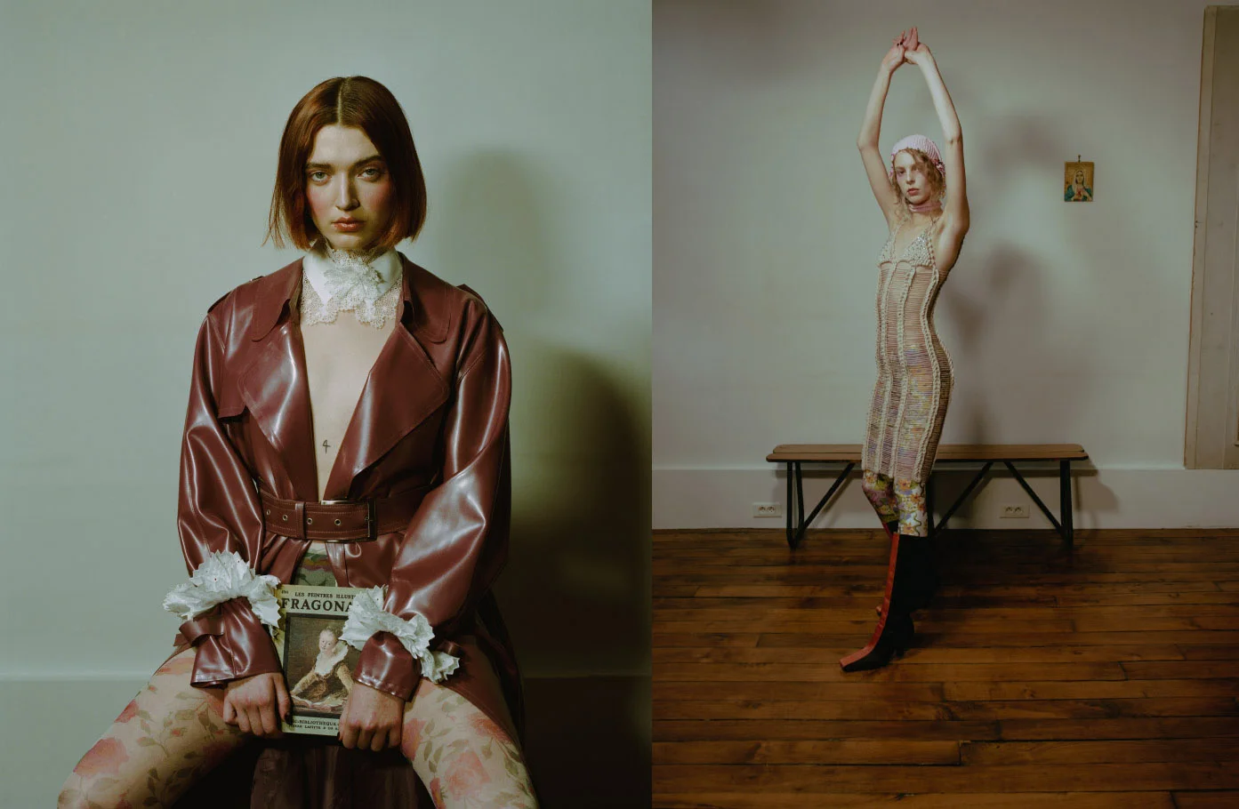 collar and cuff CATHERINE OSTI latex jacket ARTHUR AVELLANO tight STYLIST'S OWN . total look NEITH NYER earring JUSTINE CLENQUET