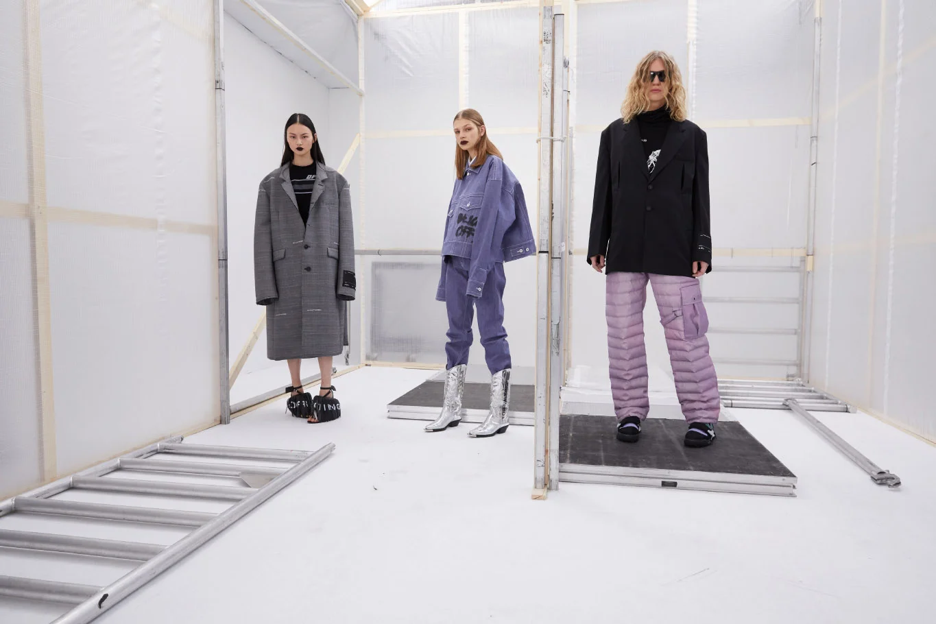 Off-White c/o Virgil Abloh mens AW20 lookbook, creative direction & set design JAN. 2019. Carrousel du Louvre, Paris, France (photo Fabien Montique)