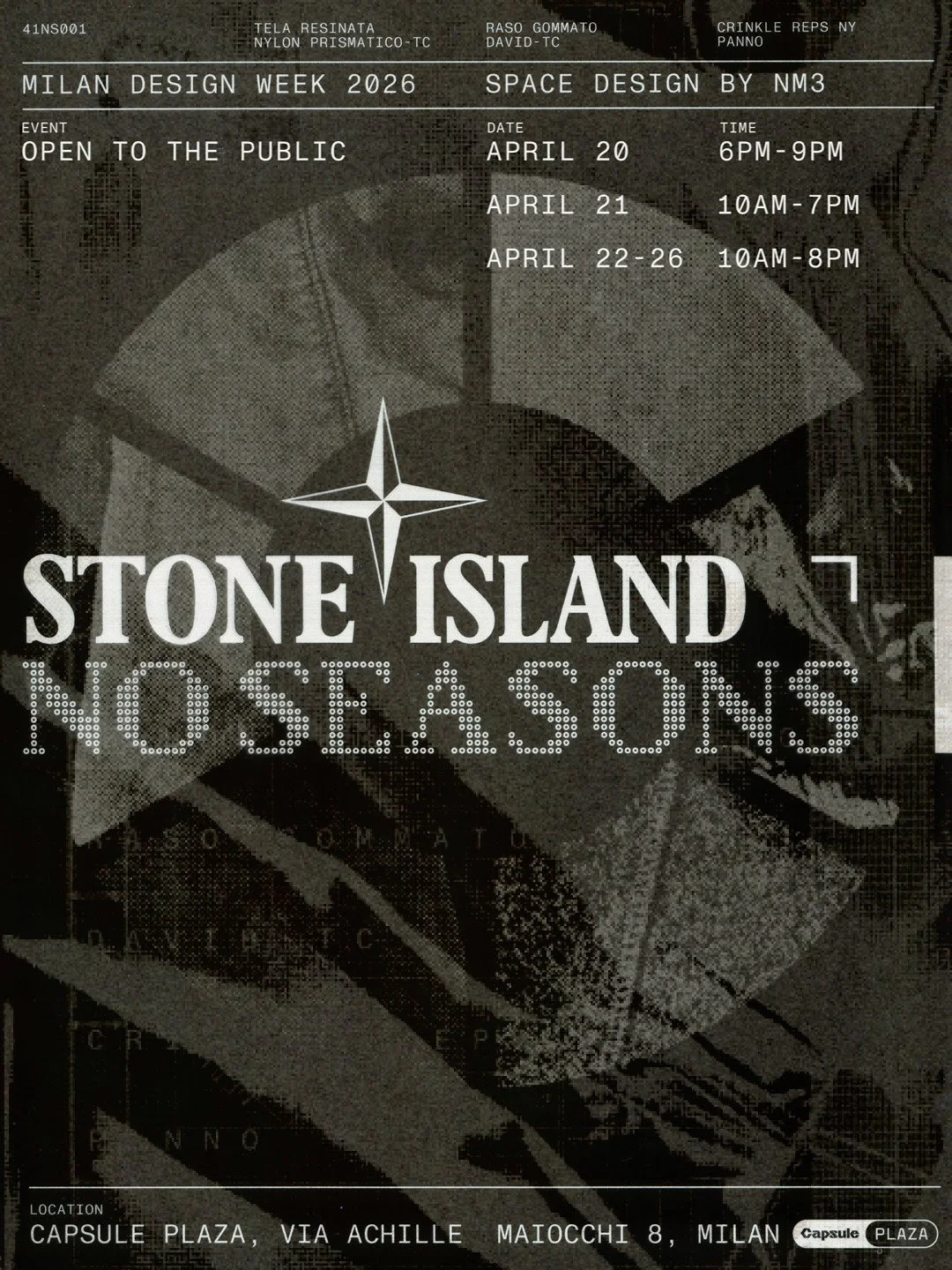 Stone Island at Milan Design Week 2026. NO SEASONS