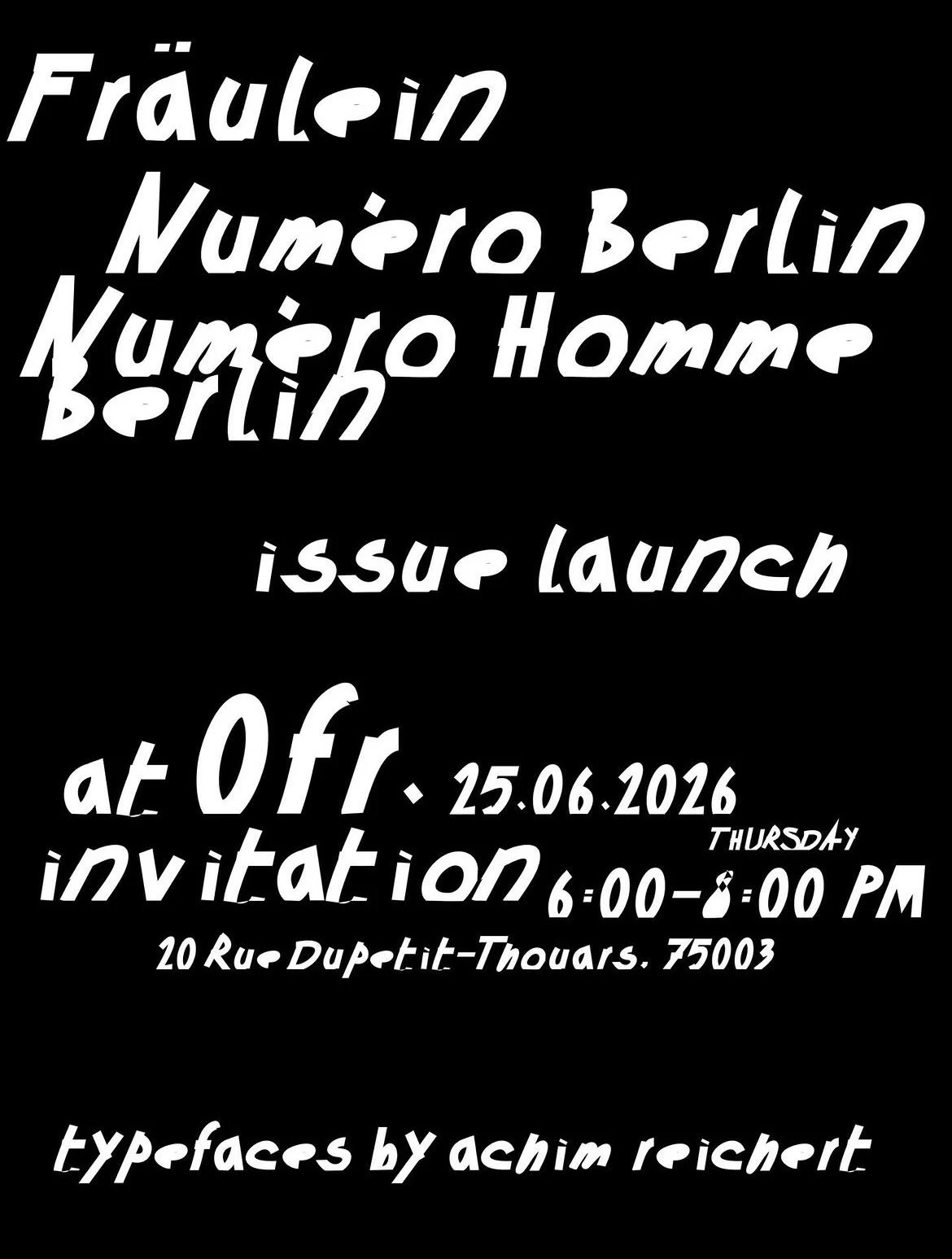 Numéro Berlin, Numéro Homme Berlin, and Fräulein Magazine issue launch