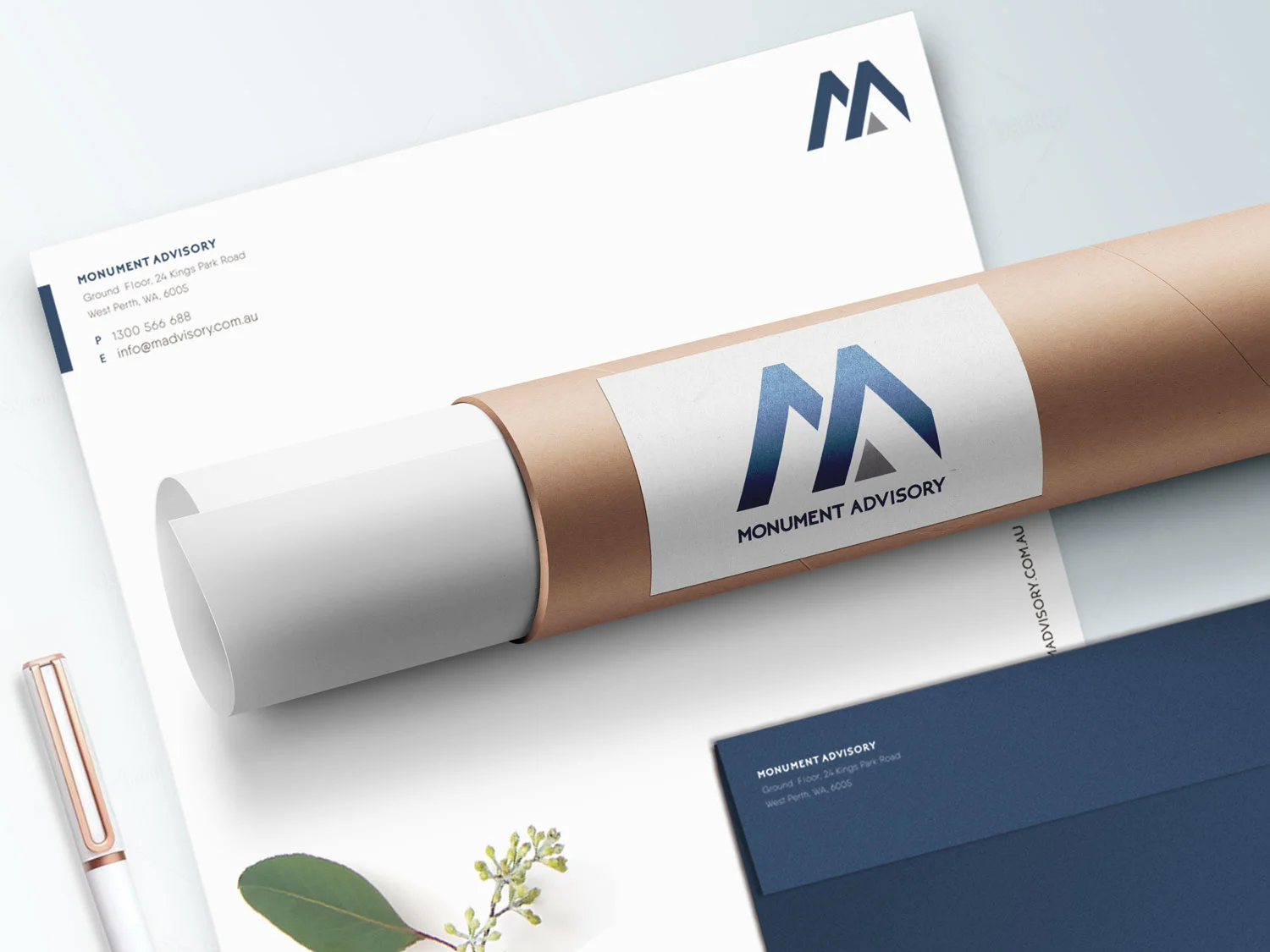Monument Advisory  business stationary, by Grafika Studio