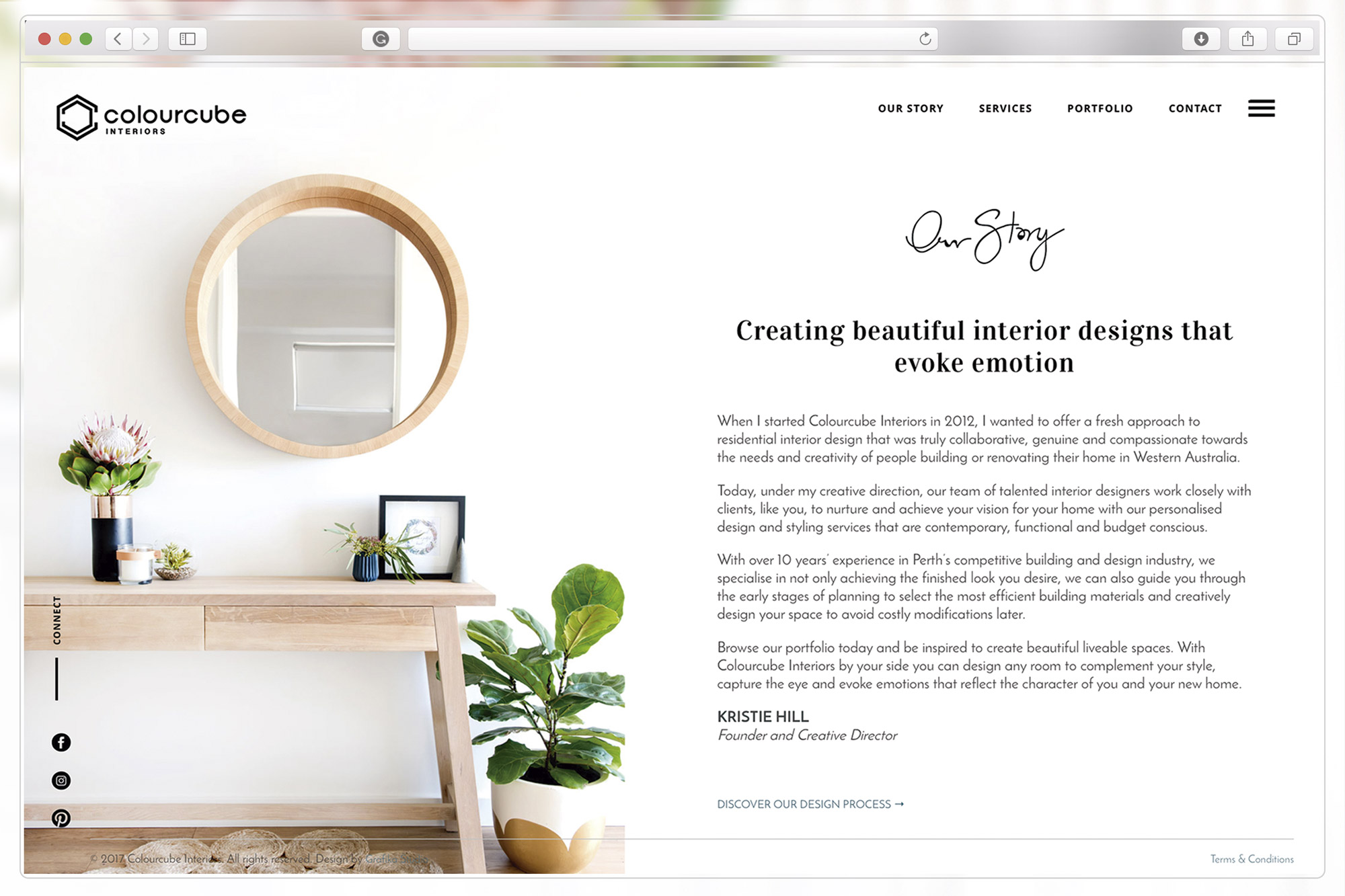 About page of ColourCube Interiors website