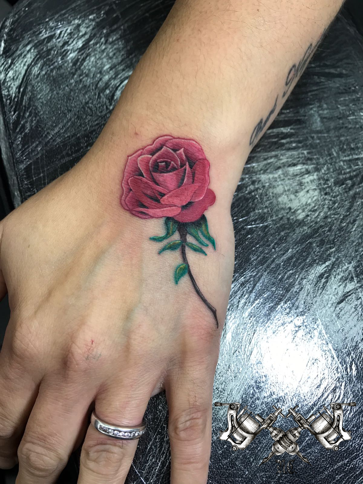Rose on Hand Tattoo 