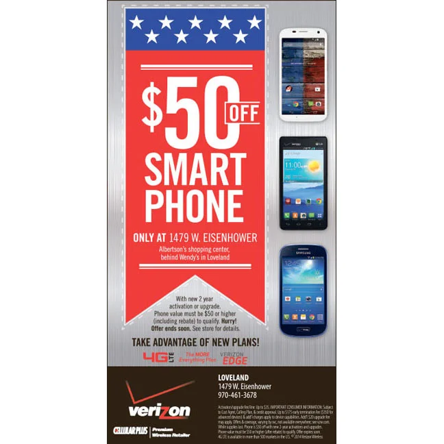 Cellular Plus Verizon Premium Retailer newspaper ad