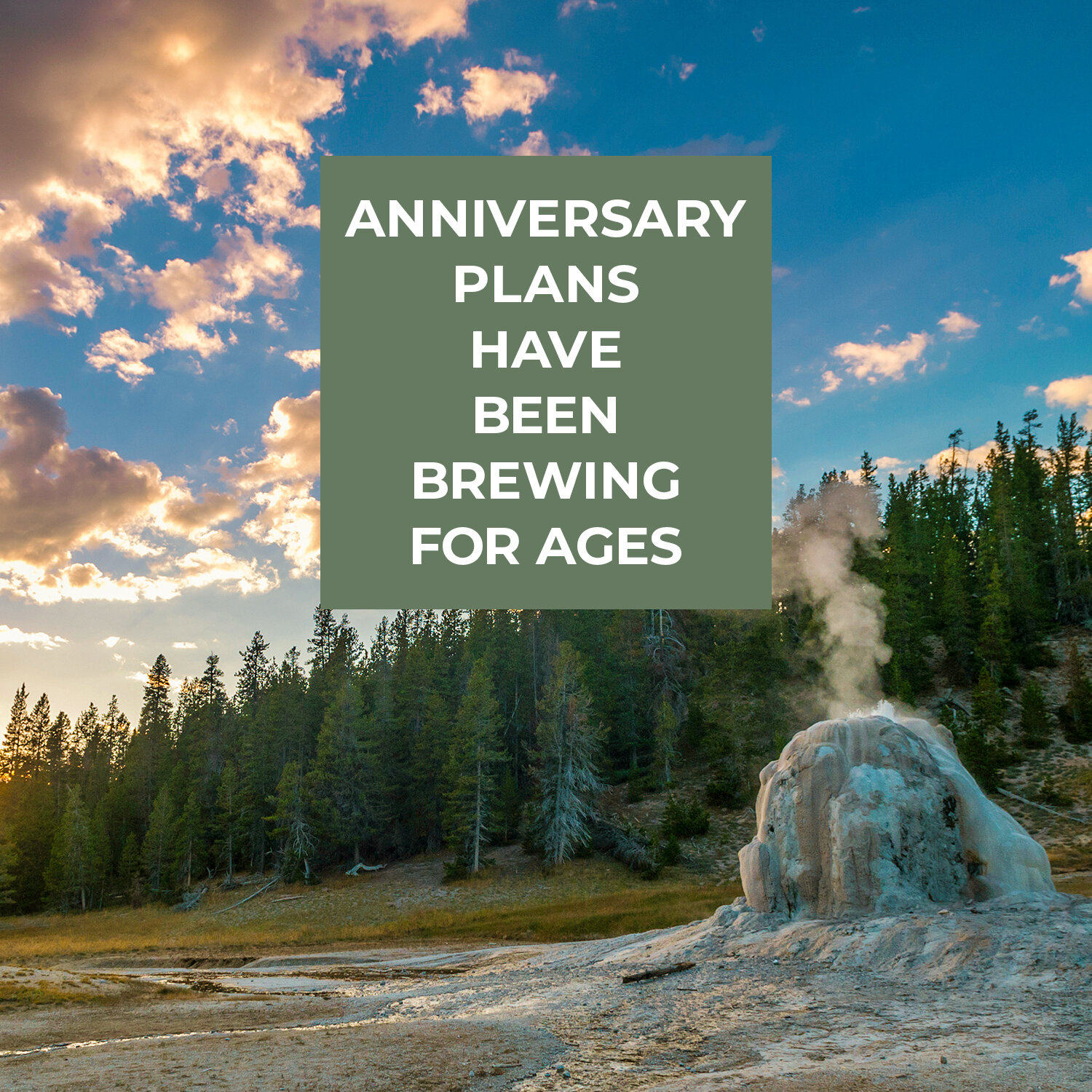 Creative Design Project:
Commemorative anniversary poster design for a National Park Service Naturalist and Ranger. They married  in 1966 at Lone Star Geyser in Yellowstone National Park. Jim and Virginia Court recently celebrated their 57th annivers