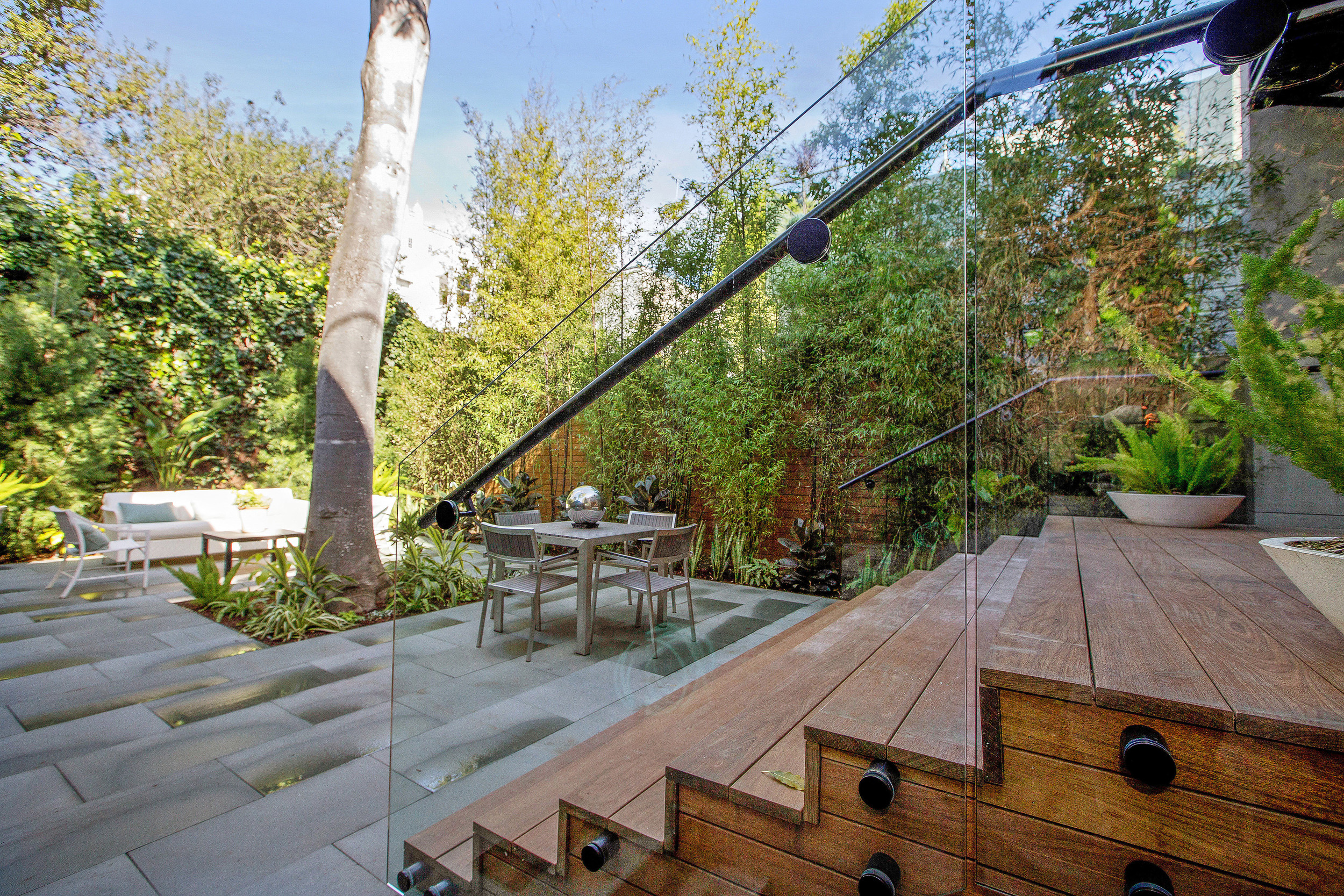 Glass railing with standoffs