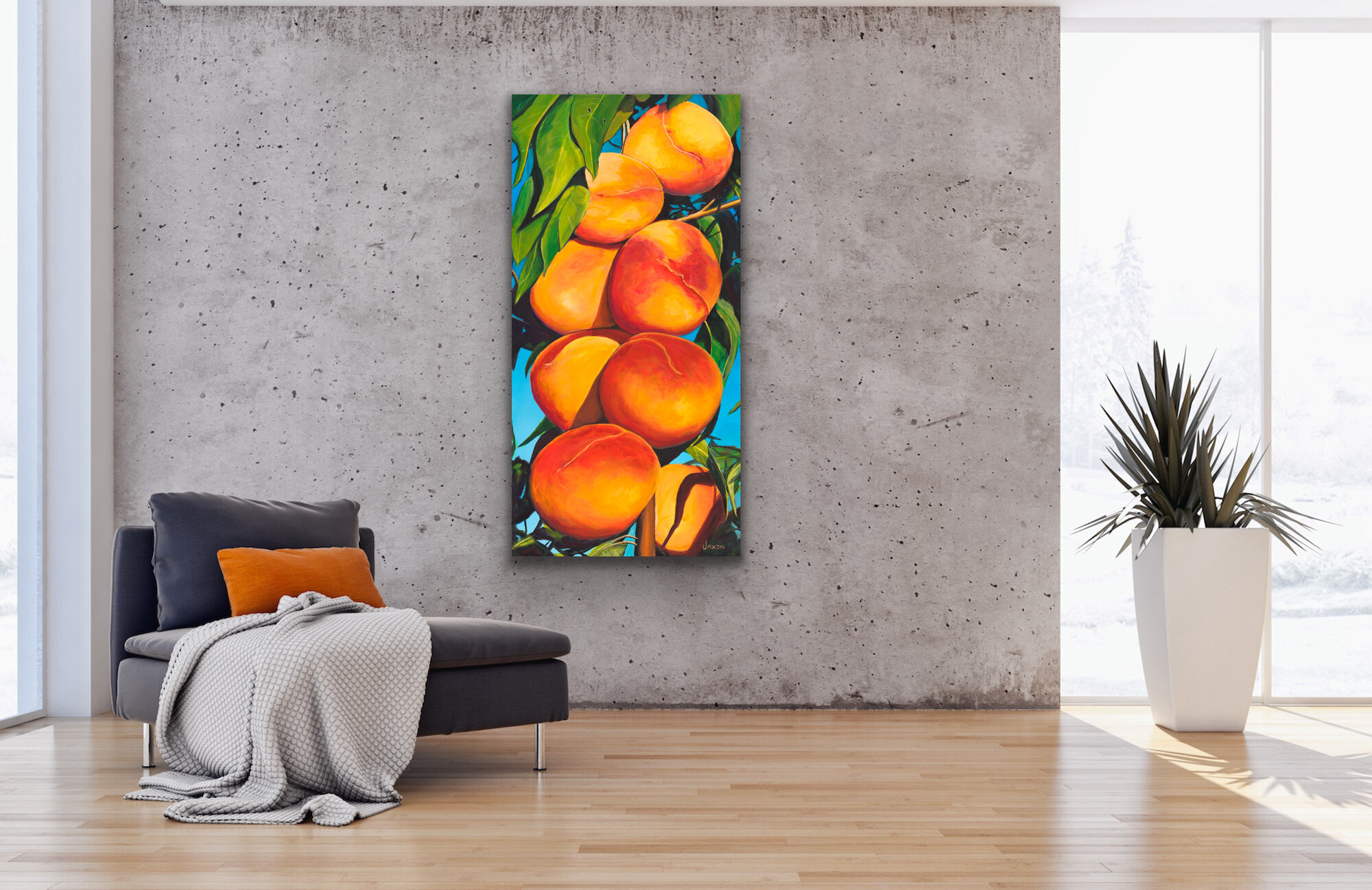 A fine art print of a bundle of peaches from the okanagan