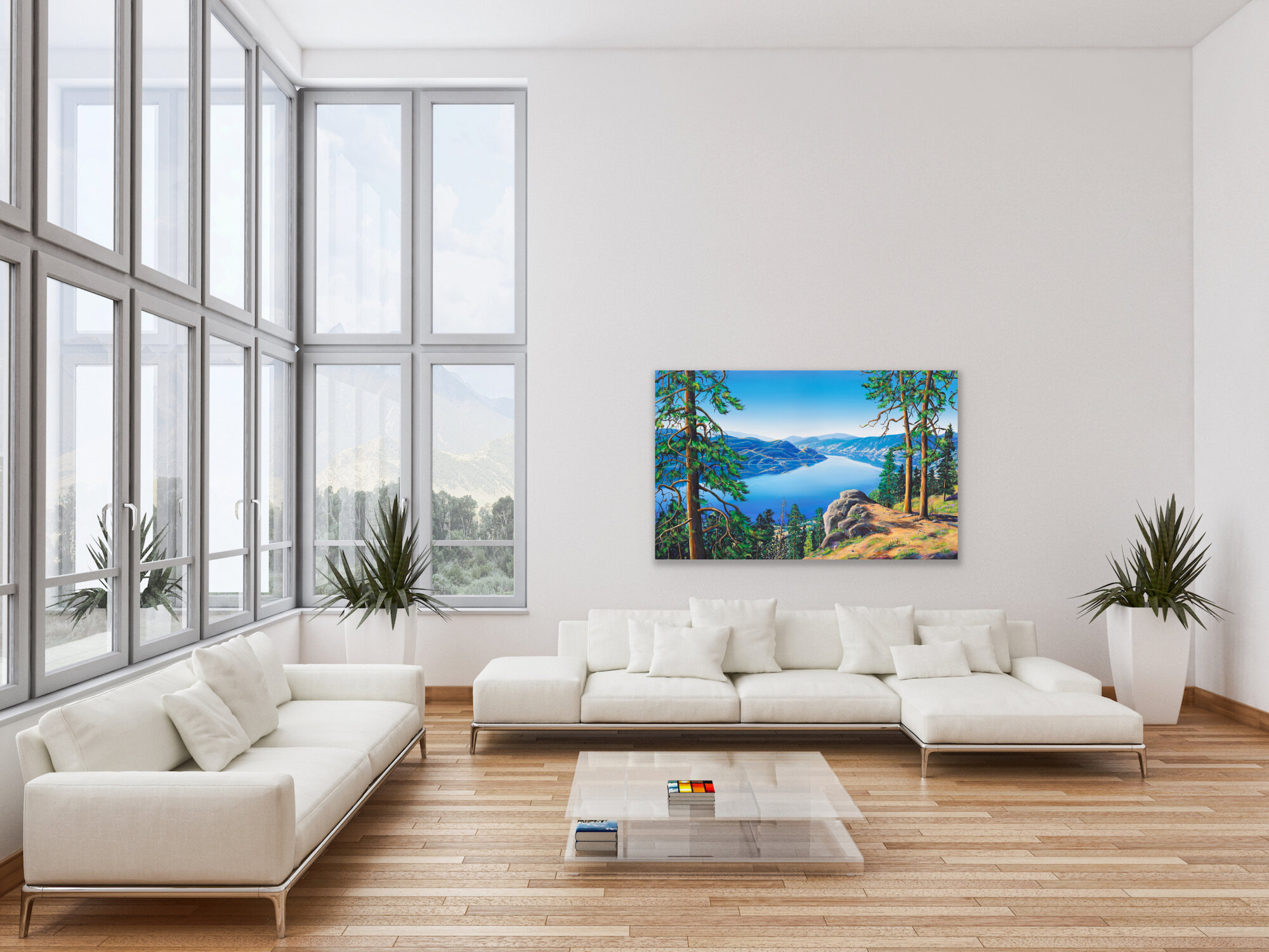 Okanagan Artist, Jaxon Jurome, painting okanagan lake from Peachland BC