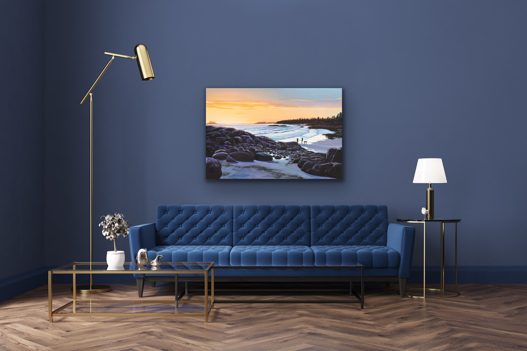 Tofino Artist paints a summer sunset of the Pacific Ocean on Vancouver Island
