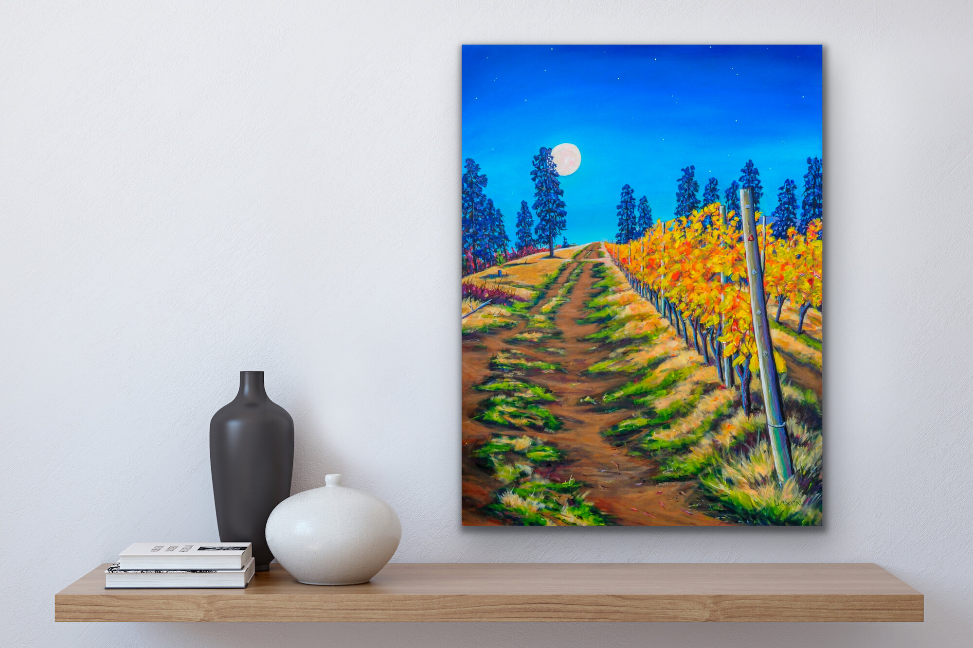 Harvest Moon Rising above St.Hubertus Winery in Kelowna