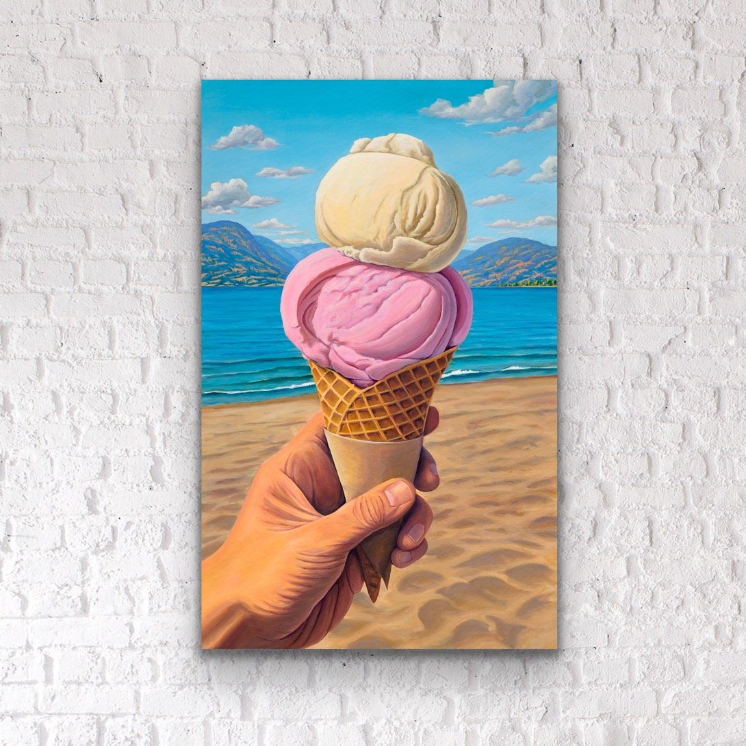 An ice cream painting of gelato by Okanagan Lake in Kelowna, British Columbia Canada