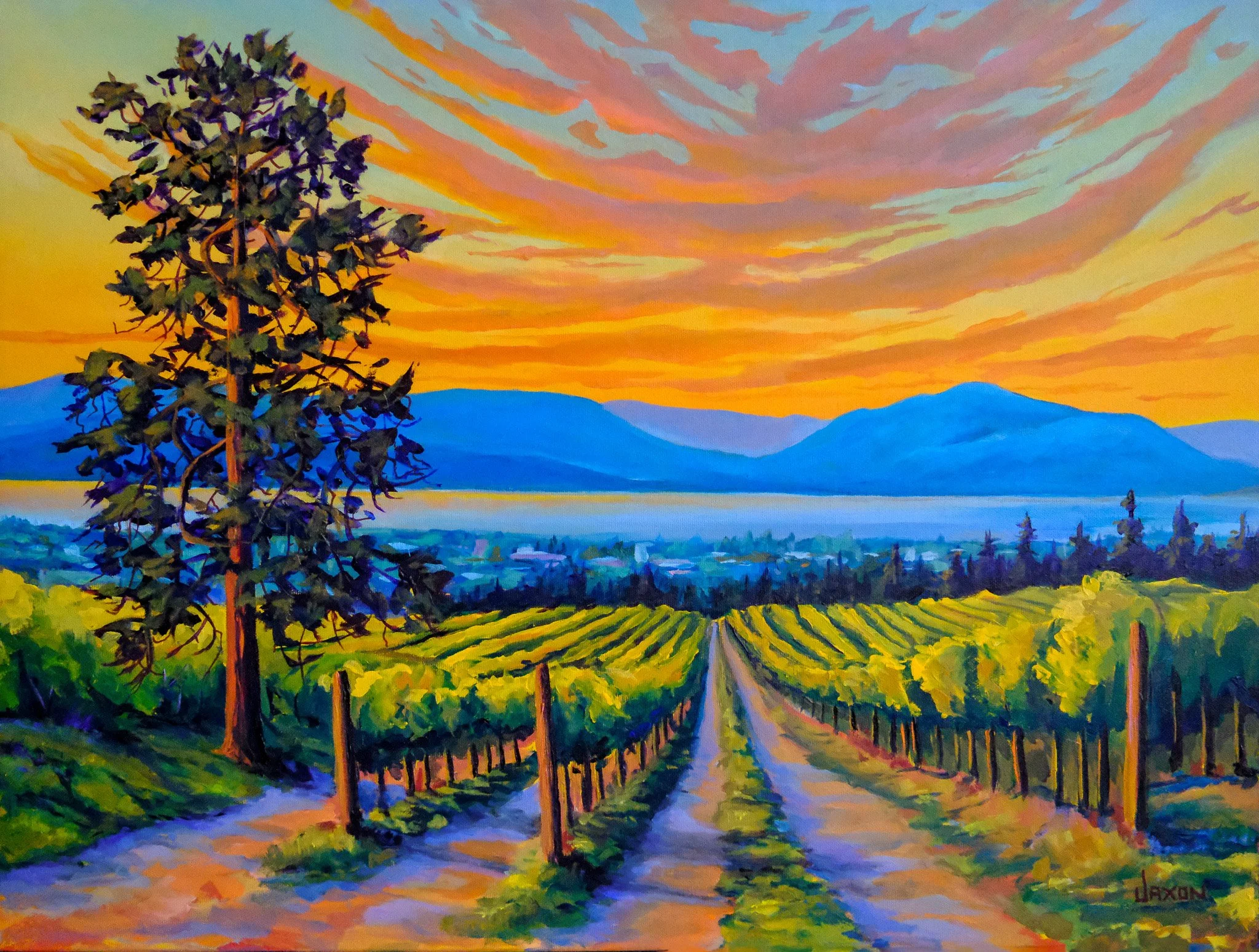 "Evening Vines" Original 18x24" Vineyard Painting