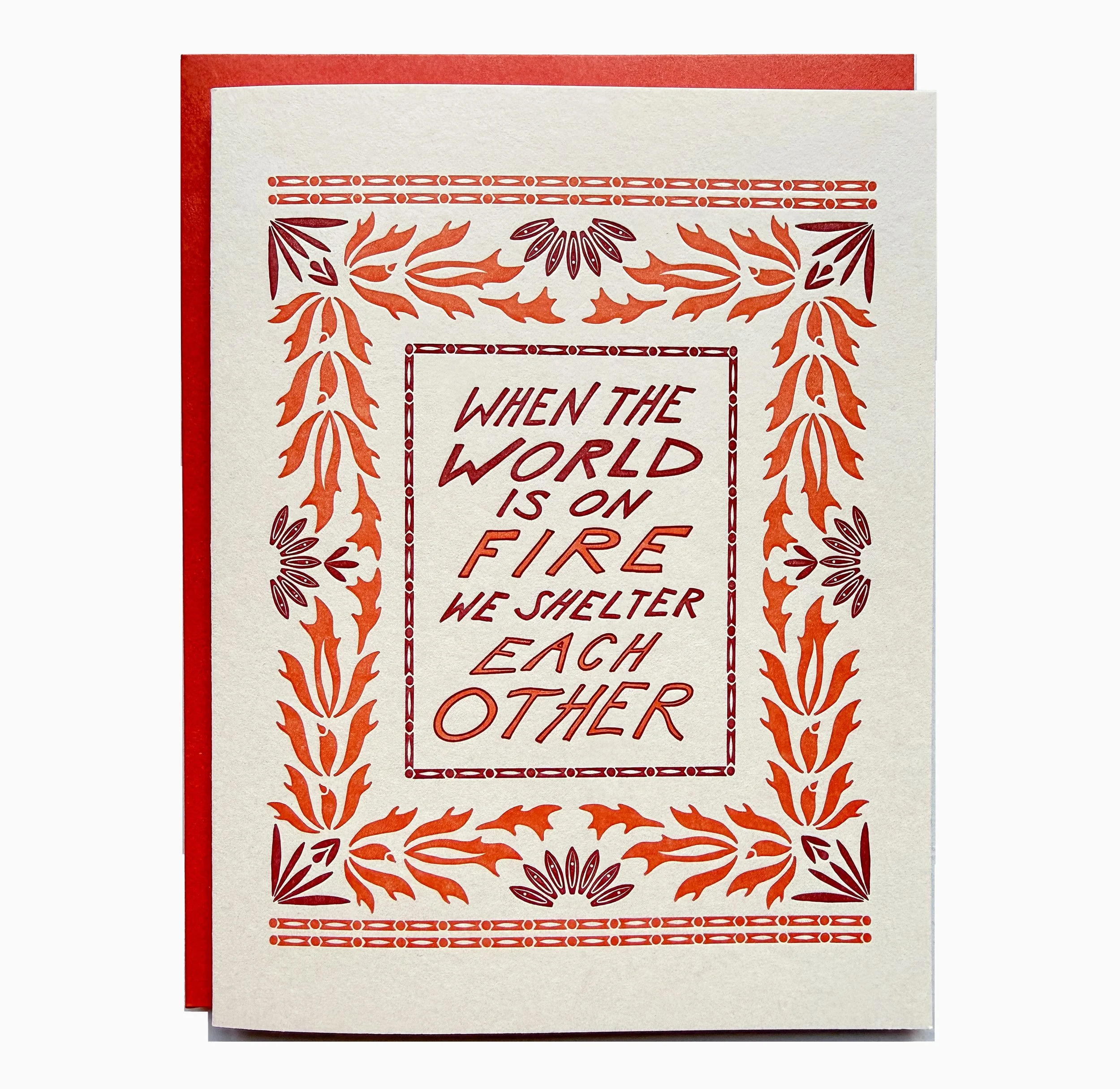 we shelter each other letterpress A2 card