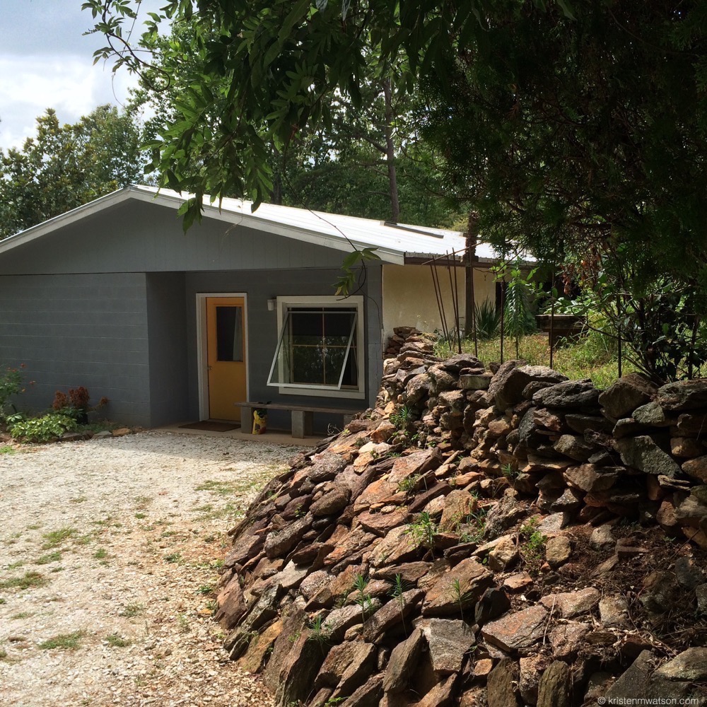 My living/working space: The Pottery, with tiered vegetable, flower, and outdoor sculpture gardens to the north. 