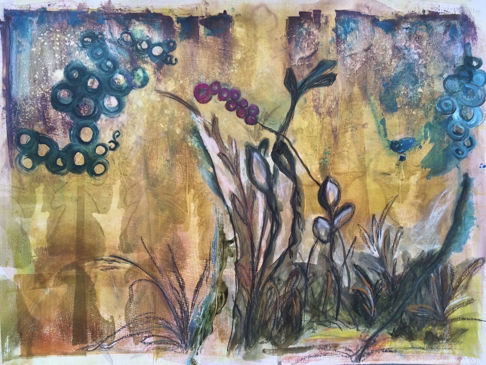 Untitled, 2015, 18x24 in. acrylic, conté crayon, pastel on paper. ©2015 kristenmwatson