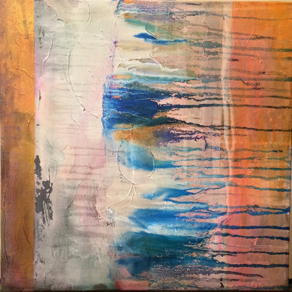 "Untitled (blue bleed)",&nbsp;2016, 16x16in., acrylic on canvas; ©2016 kristen m. watson.